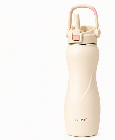 sauve water bottle in cream